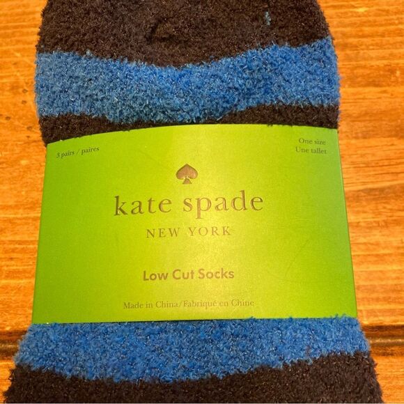 Kate Spade 3 Pairs of Low Cut Cozy Socks Navy Blue Green Teal NWT One Size - Picture 2 of 7
